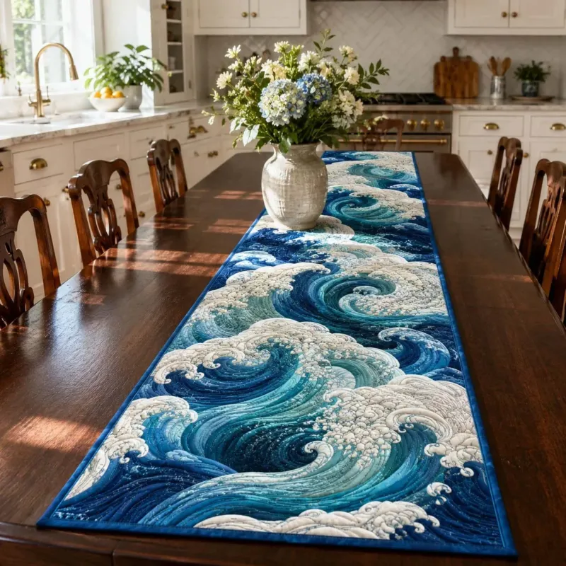 Blue Water Harmony Quilt Table Runner