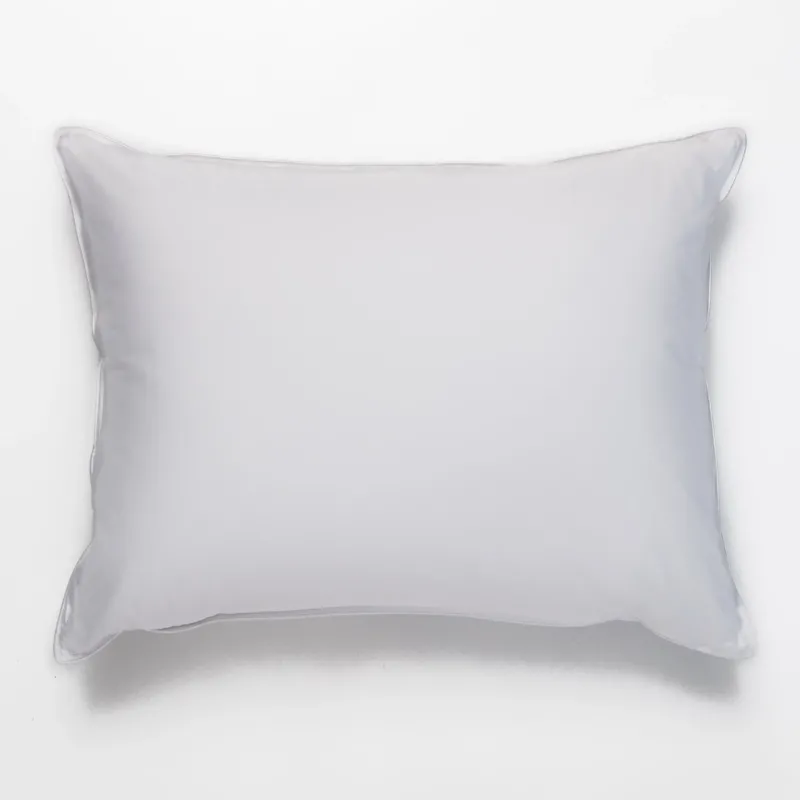 A light gray rectangular pillow with piped edges, photographed flat against a clean white background.