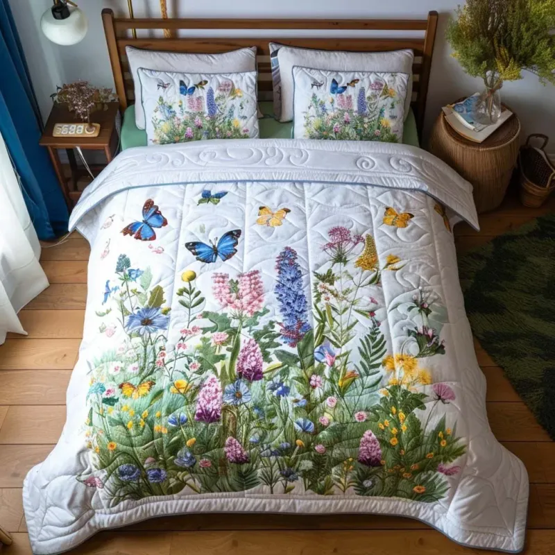 Butterfly Morning Glow Bamboo Quilt Bedding Set