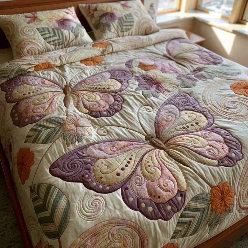 Butterfly Natural Grace Bamboo Quilt Bedding Set