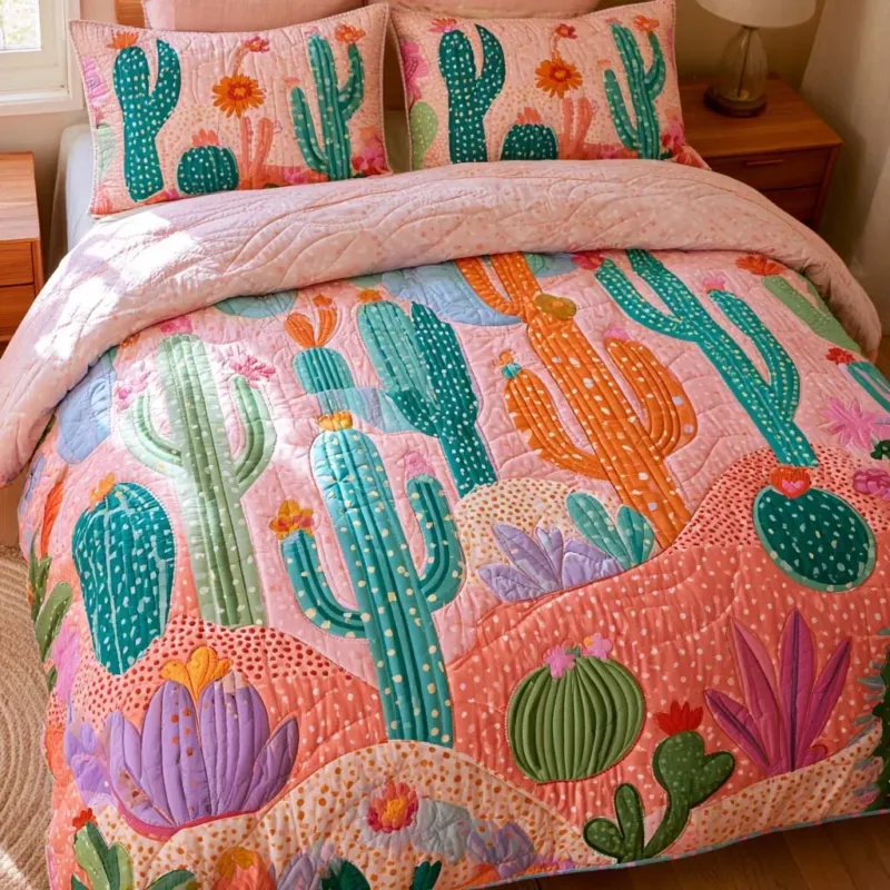 Cactus Garden Dreams Bamboo Quilt Bedding Set