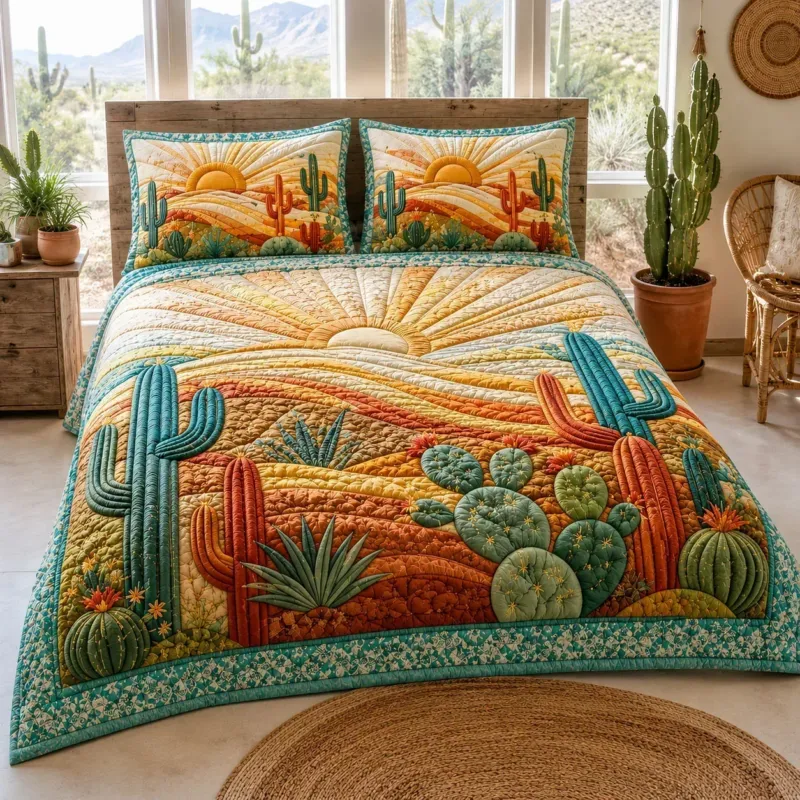 Cactus Haven Bamboo Quilt Bedding Set