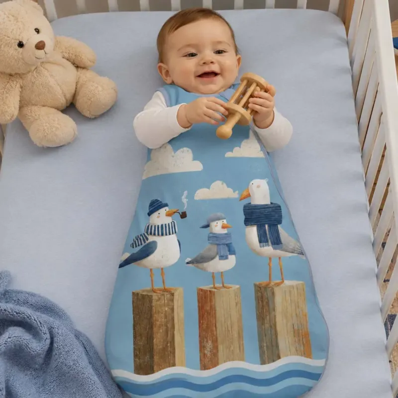 Coastal Seagull Friends Bamboo Sleep Bag