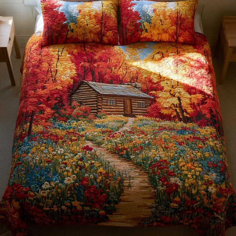 Country Log Cabin Bamboo Quilt Bedding Set