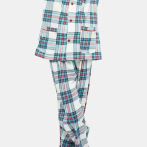 Pyjama long boutonné Enfant Honoré Blanc et Ivoire 1