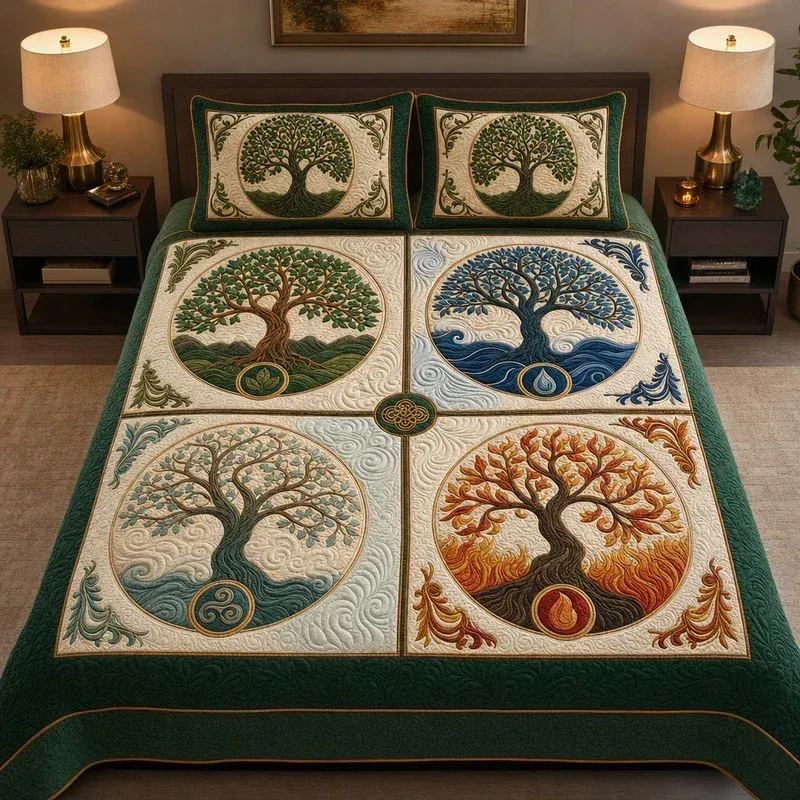Four Seasons Tree Bamboo Quilt Bedding Set