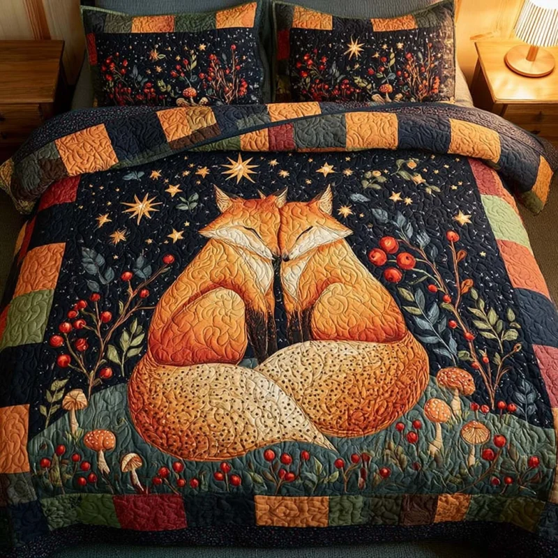 Fox Friends Bamboo Quilt Bedding Set