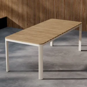 Garten Esstisch Ätna - 210x90 cm in Beige mit einer Tischplatte aus Aintwood