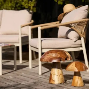 Gartenfigur Orvaina - aus Teak in Pilzform ( 2er Set)