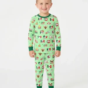 Soccer Game Day Go Team Mexico Family Matching Bamboo Two Piece Long Sleeve Pajama Set