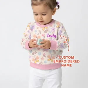 Custom Embroidered Name Butterfly Bamboo Crewneck Sweatshirt