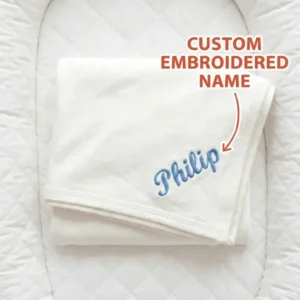 Personalized Little Miracle Blue Embroidered Bamboo Blanket