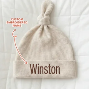 Personalized Dream Bear Embroidered Waffle Bamboo Hat