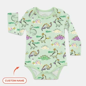 Custom Name Mardi Gras Saurus Buddy Bamboo Bodysuit