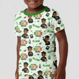 Custom Name Future HBCU Grad Bamboo Two Piece Short Sleeve Shorts Pajama Set