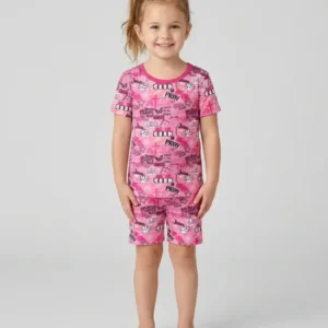 Pink Faith & Grace Bamboo Two Piece Short Sleeve Shorts Pajama Set