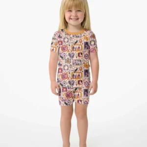 Spooky Portraits Bamboo Two Piece Short Sleeve Shorts Pajama Set