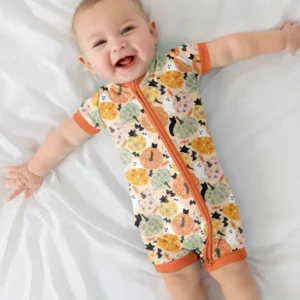 Floral Pumpkin Ghost Halloween Bamboo Shorty Zippy