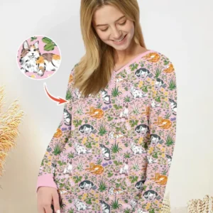 Kitten Garden Family Matching Bamboo Women Pajama Set