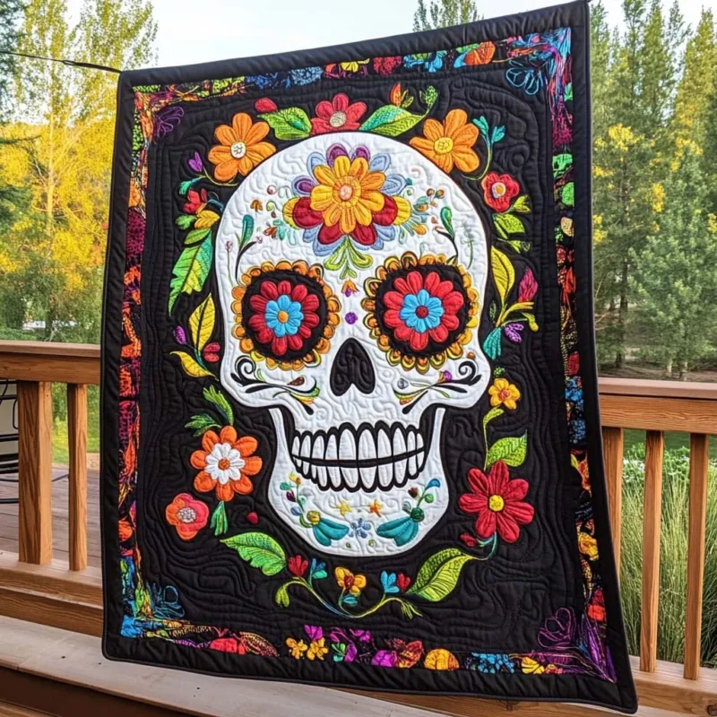Midnight Skull Spirit Bamboo Quilt Blanket