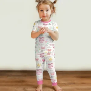 "Allah Is So Much Bigger Than..." Family Matching Bamboo Two Piece Short Sleeve Pajama Set