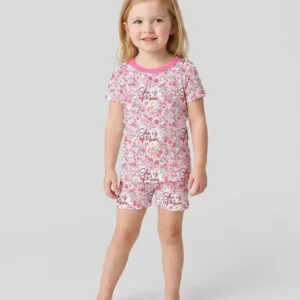 She Is Mom Floral Bamboo Two Piece Short Sleeve Shorts Pajama Set