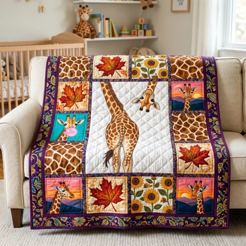 Safari Giraffe Bamboo Quilt Blanket