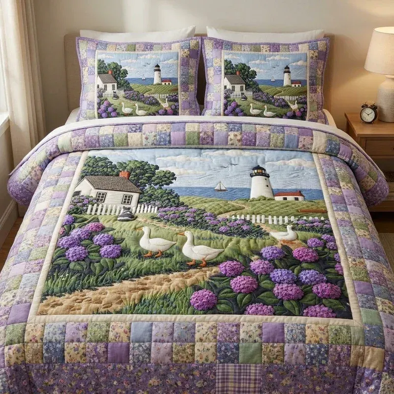Seaside Peaceful Day Bamboo Quilt Bedding Set