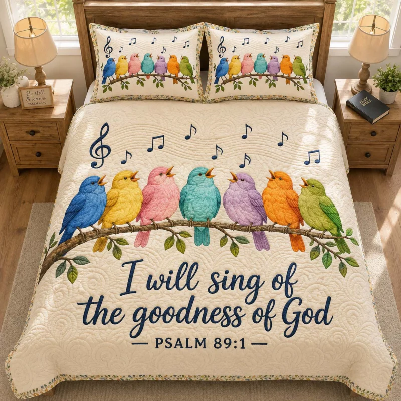 Singing Birds Goodness of God Bamboo Quilt Bedding Set