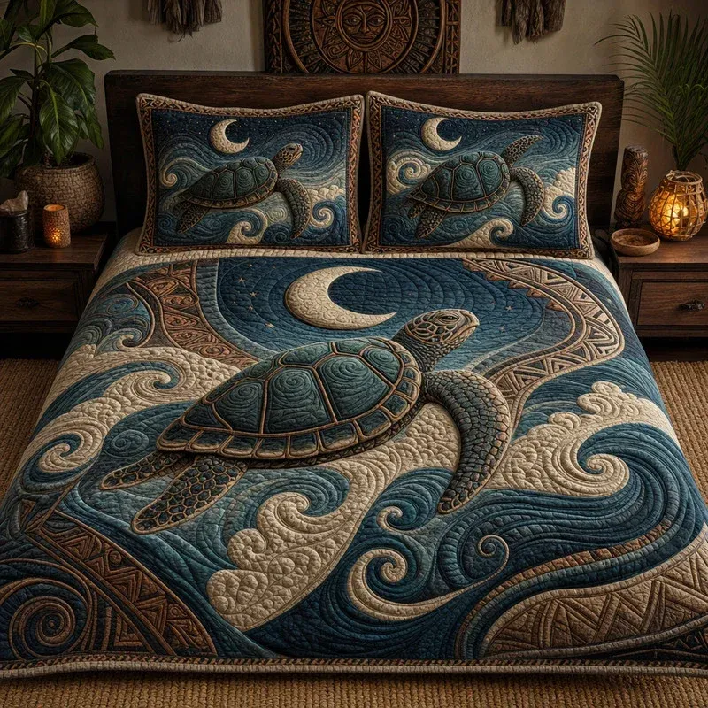 Spiritual Shell Bamboo Quilt Bedding Set