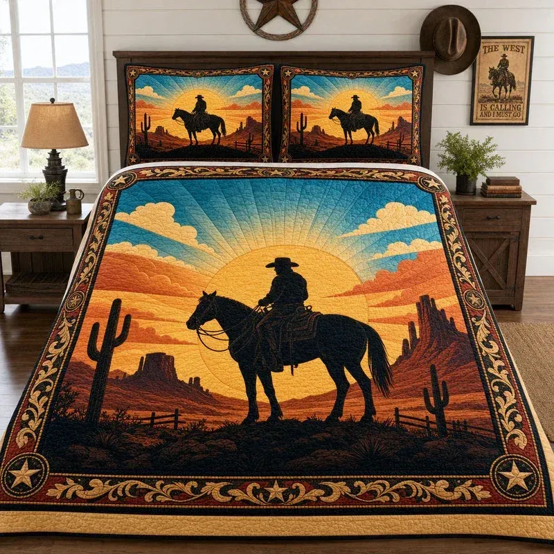 Stationary Rider Twilight Bamboo Quilt Bedding Set