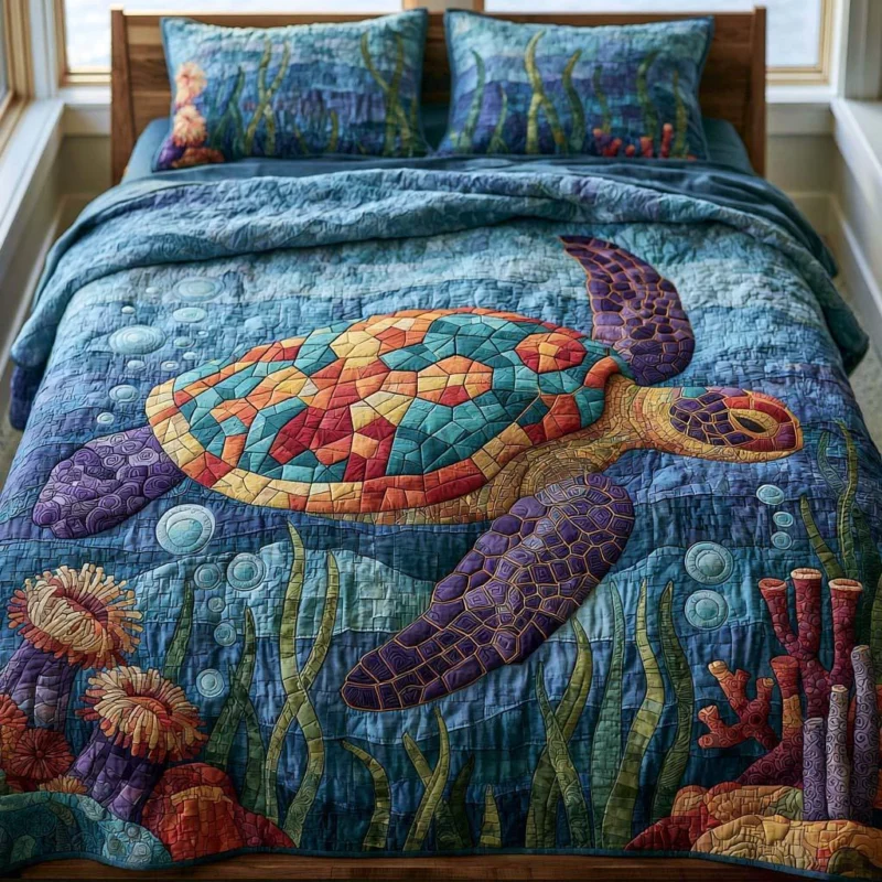 Turtle Peaceful Moments Bamboo Quilt Bedding Set