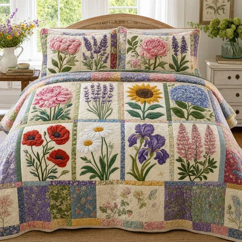 Vintage Almanac Bamboo Quilt Bedding Set