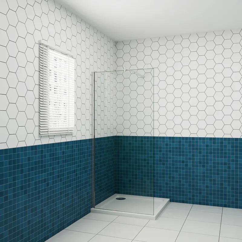 Glas-Trennwand Duschabtrennung für Dusche 140x H.200 cm 8mm NANO Glas mit 70-120cm Stabilisationsstange