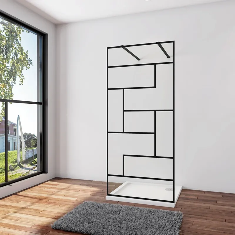 Duschwand Duschabtrennung 137.7 cm 8mm NANO Glas Stabistange 90 cm Duschhaus