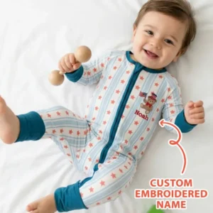 Custom Embroidered First 4th Of July Baby Bamboo Convertible Zippy