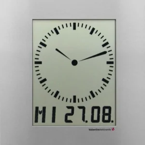 Metall-Wanduhr mit analogem Ziffernkranz und digitaler Anzeige 27.08.