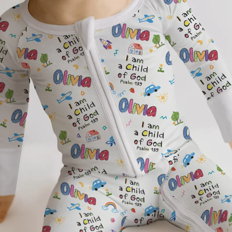 Custom name "I am a Child of God" - Crayon Style Convertible Zippy , Custom name "I am a Child of God" - Crayon Style Convertible Zippy - 0-3M