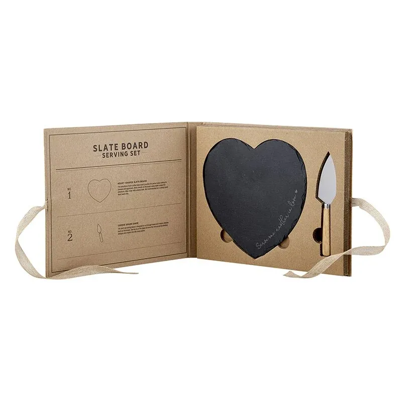 Serve One Another Slate Heart Cutting & Serving Board Set