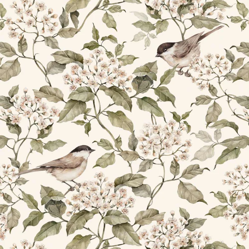 DEKORNIK - Papier Peint Pour Enfants Oiseaux Et Printemps Beige