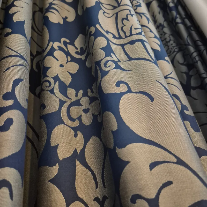 Luxus Vorhänge Gardinen Set 217x344 Hotel Atlantic Hamburg Blau Silbern Floral