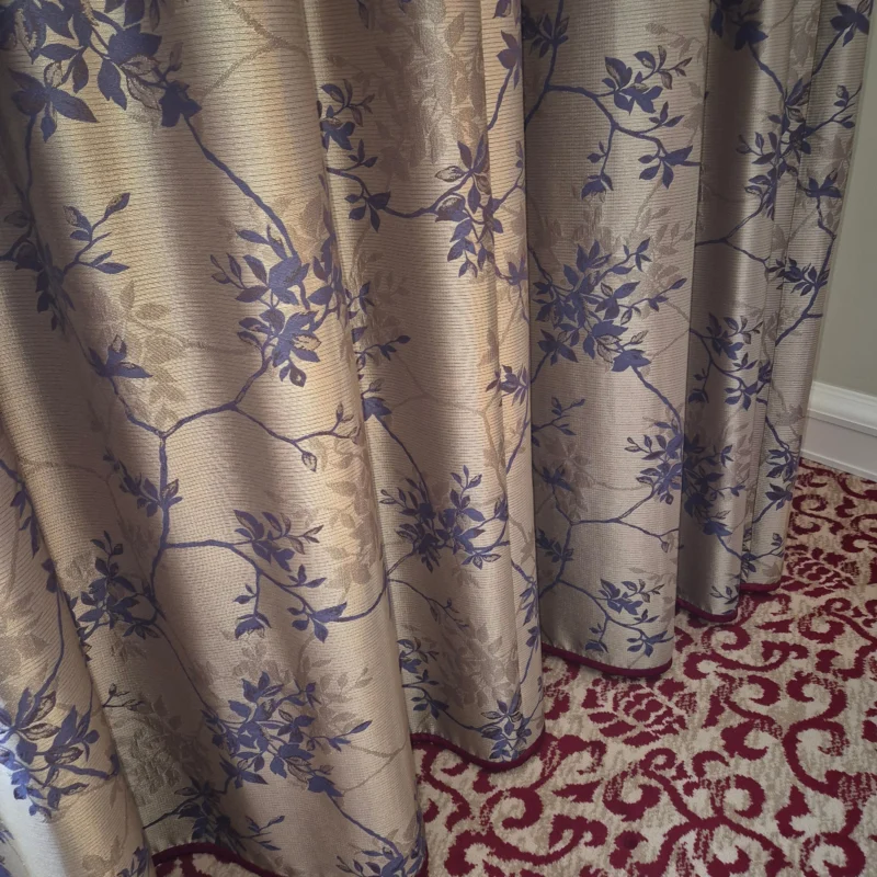 Luxus Vorhänge Gardinen Set 187x210 Hotel Atlantic Hamburg Golden Rot Floral Muster