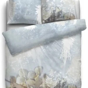 HnL Satin Bettwäsche Blumen Hellblau Ice Blau