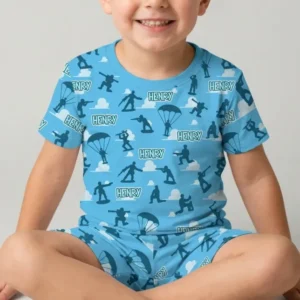 Army Men Memorial Day Bamboo Two Piece Short Sleeve Shorts Pajama Set