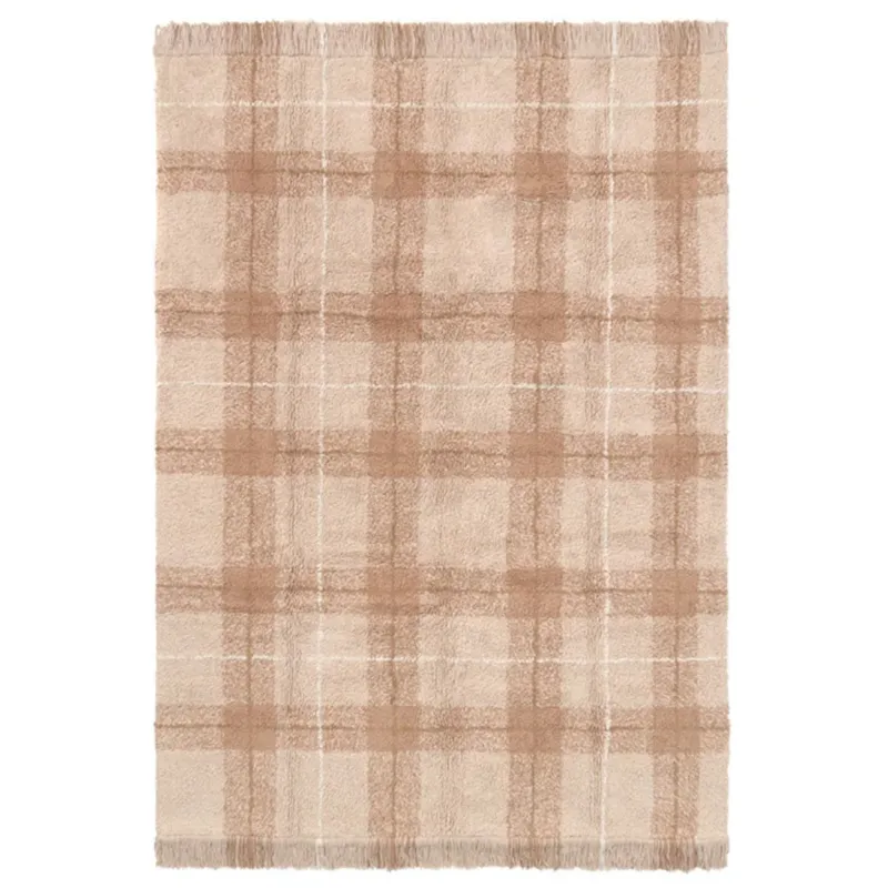 LORENA CANALS - Tapis Lavable Tartan - Rose 140 X 190 Cm