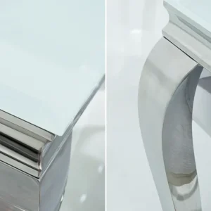 MODERN BAROCK Eleganter Design Esstisch 200cm weiß Edelstahl Opalglas Tischplatte