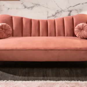 Retro 3-Sitzer Sofa ARIELLE 220cm Samt goldene Metallfüße Ziersteppung