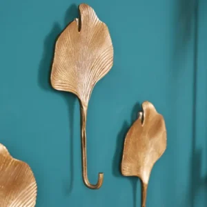 Dekoratives Kleiderhaken 3er Set GINKGO 30cm handmade Metall