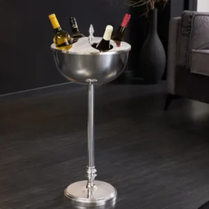 Dekorativer Weinkühler VINO 80cm silber handmade Metall Flaschenkühler Sektkühler