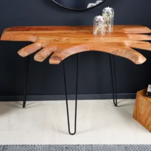 WILD Massivholz Konsolentisch 105cm Akazie natur Hairpin Legs Baumkante